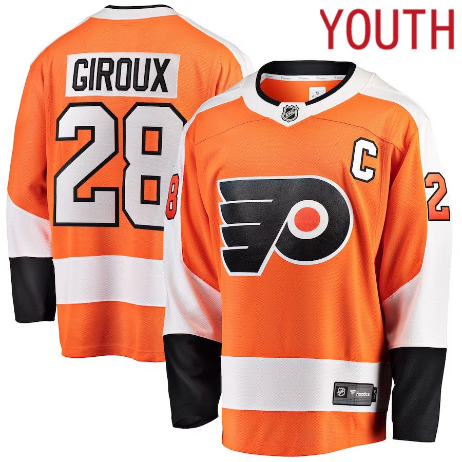 Youth Philadelphia Flyers #28 Claude Giroux Fanatics Branded Orange Home Breakaway Player NHL Jersey